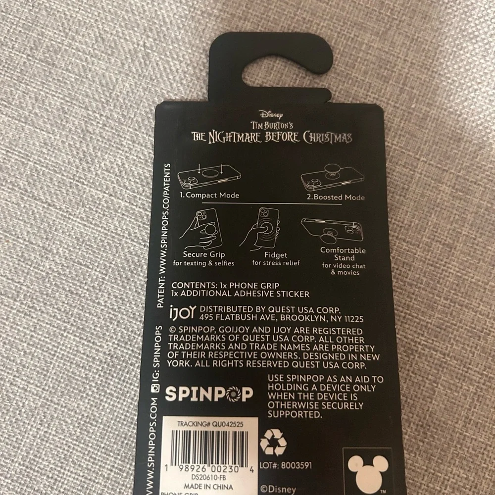Disney Nightmare Before Christmas Jack & Sally Red and Black Phone Grip